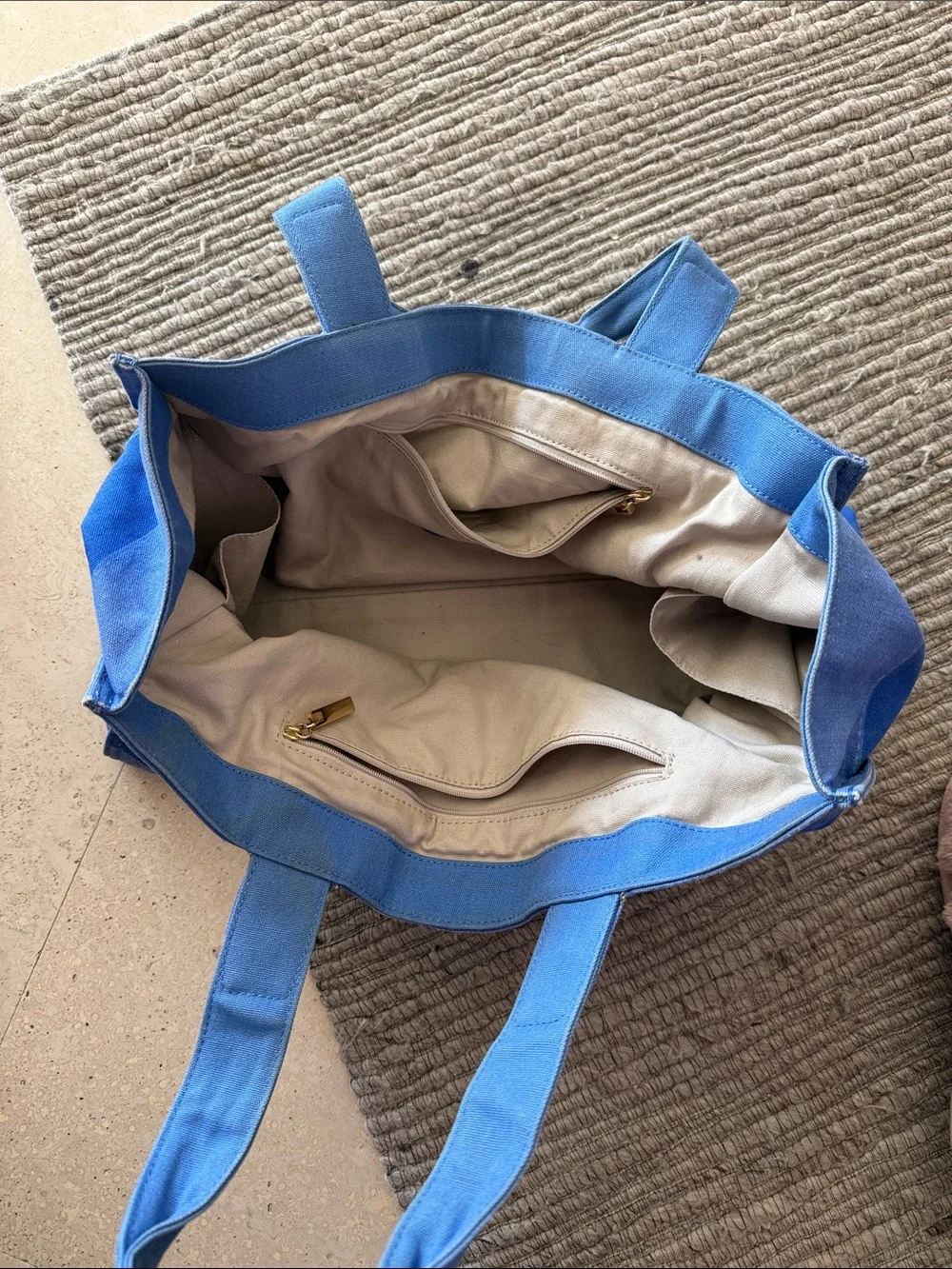 Tory Burch Royal Blue Canvas Logo Tote Bag